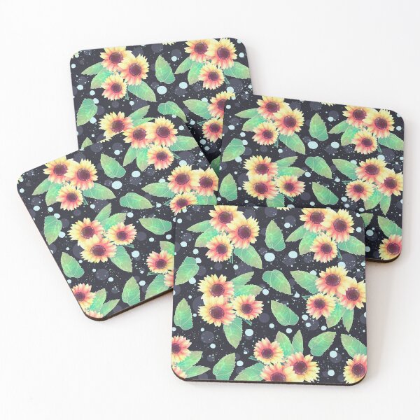 Item preview, Sparkling Sunflowers Black Pattern designed and sold by PocketShadow.