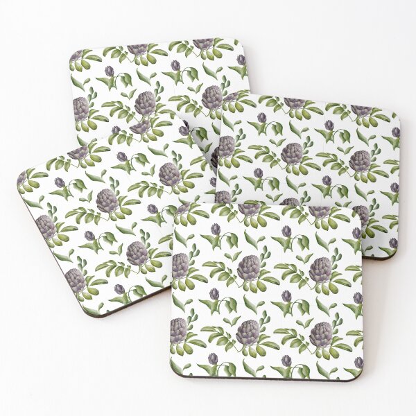 Item preview, Beautiful watercolor floral seamless pattern with purple artichoke and green leaves on the white background. Elegant hand-drawn nature ornament. designed and sold by BananiLettering.