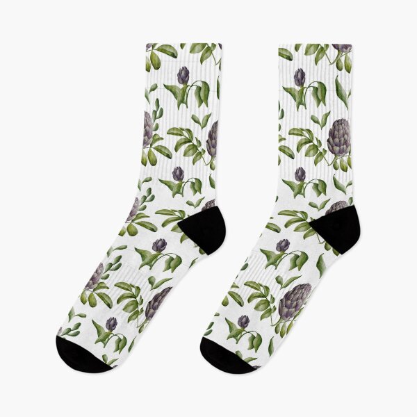 Item preview, Beautiful watercolor floral seamless pattern with purple artichoke and green leaves on the white background. Elegant hand-drawn nature ornament. designed and sold by BananiLettering.