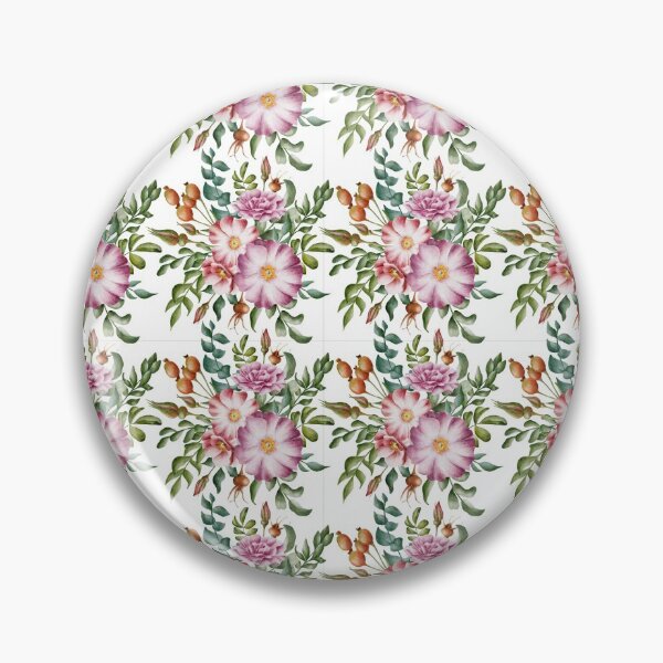 Item preview, Beautiful watercolor floral seamless pattern with bouquets of pink and lilac rose hips and green leaves on the white background. Elegant hand-drawn nature ornament. designed and sold by BananiLettering.