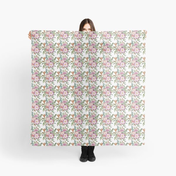 Item preview, Beautiful watercolor floral seamless pattern with bouquets of pink and lilac rose hips and green leaves on the white background. Elegant hand-drawn nature ornament. designed and sold by BananiLettering.
