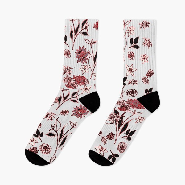 Item preview, RED LINEDRAWING FLORAL designed and sold by KINGTOUCAN.