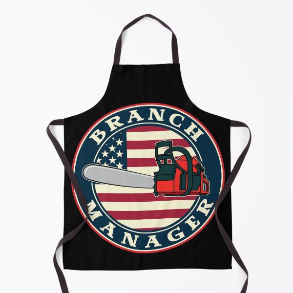 Item preview, Funny Chainsaw Pun Branch Manager with American Flag designed and sold by Huhnerdieb Apparel.