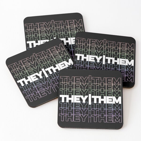 Item preview, they/them, pronouns, Repeating Rainbow Colorful Text designed and sold by The Princess Saves Herself.