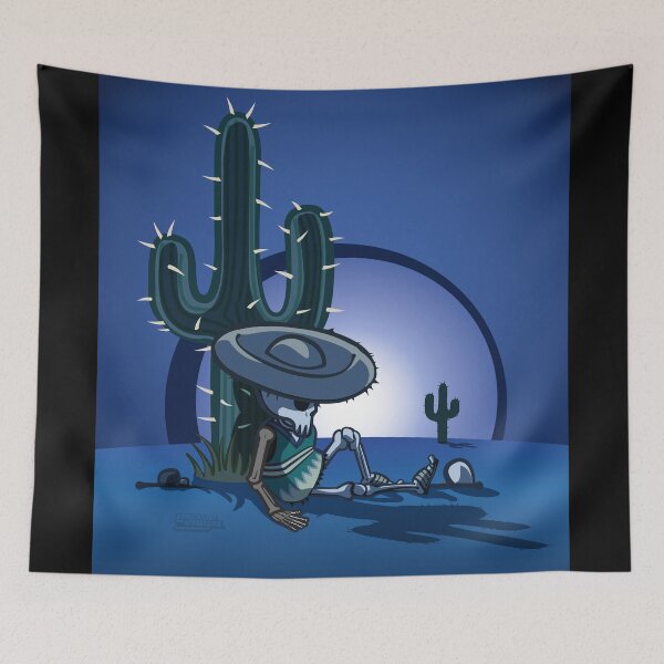 Item preview, Cactus and skeleton at night in the desert designed and sold by LEGADOVISUAL.