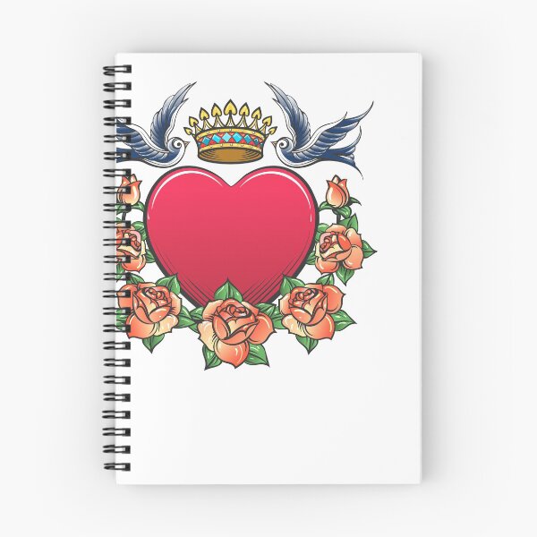 Item preview, Heart with Crown swallows and rose Wreath Tattoo designed and sold by devaleta.
