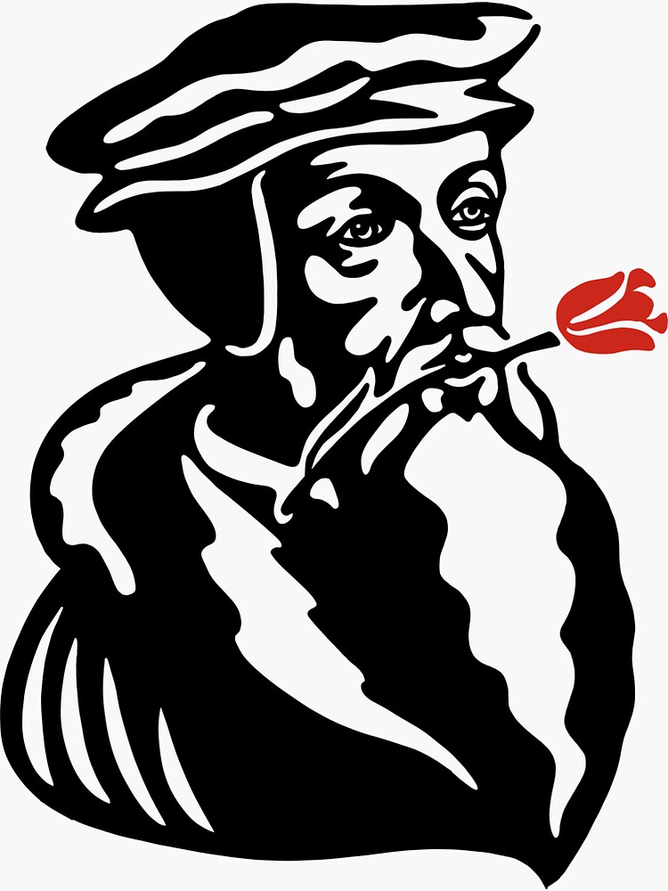 "John Calvin With a Tulip" Sticker for Sale by HalpinDesign Redbubble