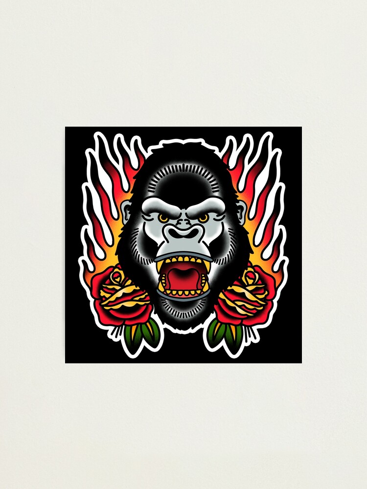 Traditional Gorilla Head Tattoo by @shonlindauer