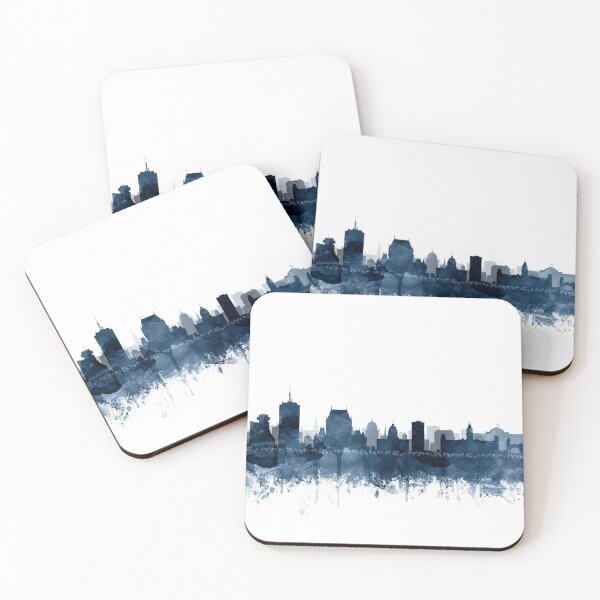 Item preview, Quebec Skyline Watercolor Navy Blue by Zouzounio Art designed and sold by zouzounioart.