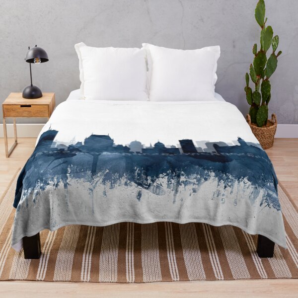 Item preview, Quebec Skyline Watercolor Navy Blue by Zouzounio Art designed and sold by zouzounioart.