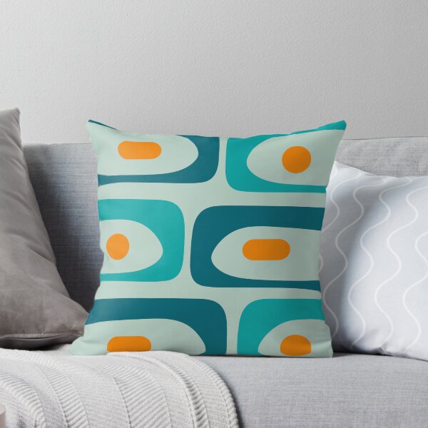 Artikel-Vorschau von Mid-Century Modern Piquet abstraktes minimalistisches Muster aquamarines Aqua-Orange, designt und verkauft von kierkegaard.