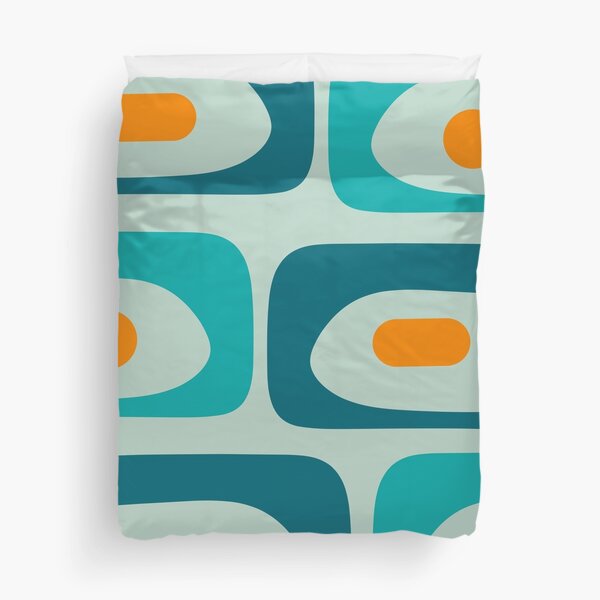 Item preview, Mid Century Modern Piquet Abstract Minimalist Pattern Teal Aqua Orange designed and sold by kierkegaard.