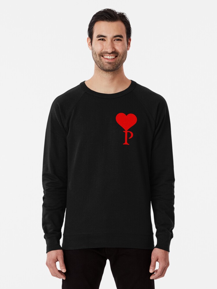 Black sweatshirt with red heart online
