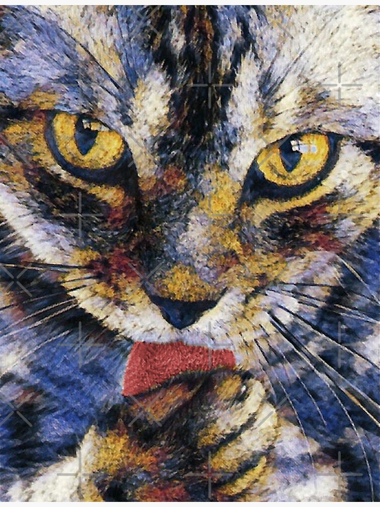 Poster for Sale avec l'œuvre « Peinture à l'huile numérique de patte de  chat léchant » de l'artiste BunnyPrinceDegn