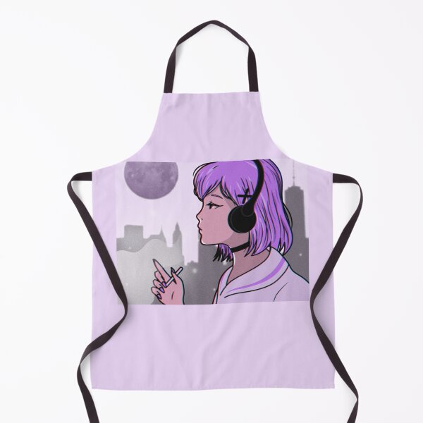Item preview, Kawaii Purple hair Girly Anime Music Lover Girl With Headphones  designed and sold by Funwithmusic.