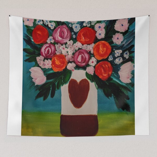 Item preview, some abstract mixed flowers in a metallic vase  designed and sold by kkartwork.