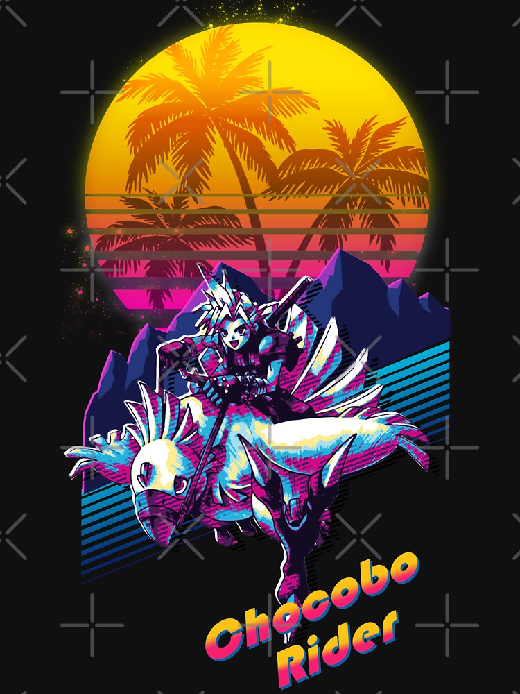 Cloud Chocobo Riding 80s Retrowave Final Fantasy 7 