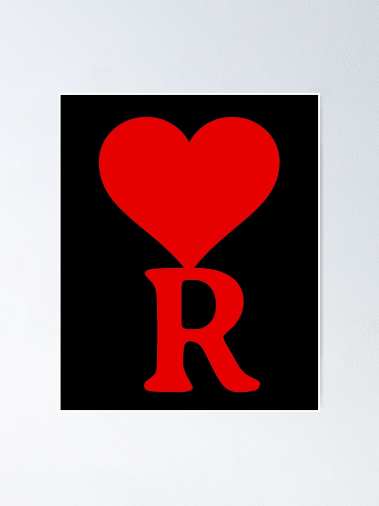 Poster for Sale avec l'œuvre « Ballon coeur rouge avec lettre noire M  monogramme de la Saint-Valentin » de l'artiste KateBilous
