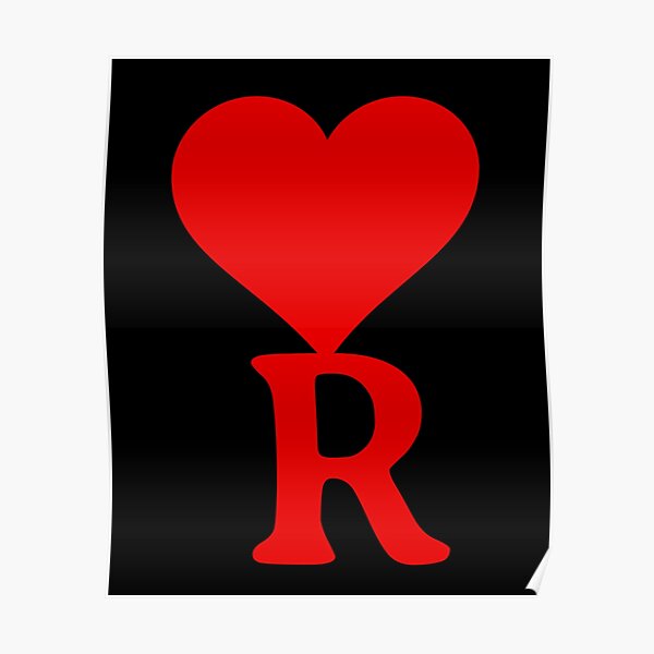 Heart with letter initial R || Black backgroung Heart with letter initial R || Black backgroung