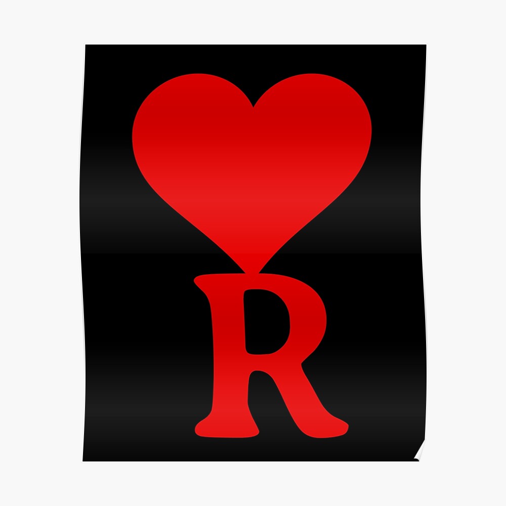 Heart with letter initial R || Black backgroung