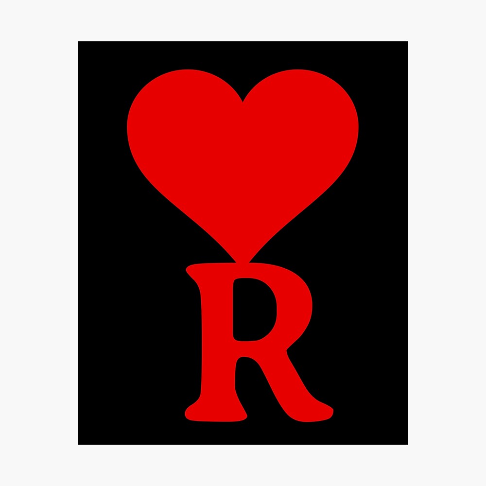 Heart with letter initial R || Black backgroung