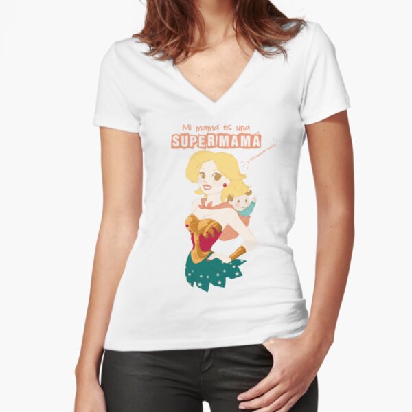 "My Mom is a superMom" (customizable) Fitted V-Neck T-Shirt