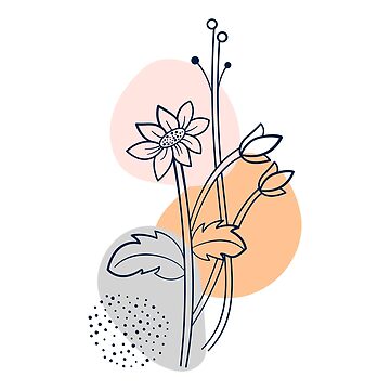 Abstract botanical One Line Art Flowers - Flowers Art - Sticker