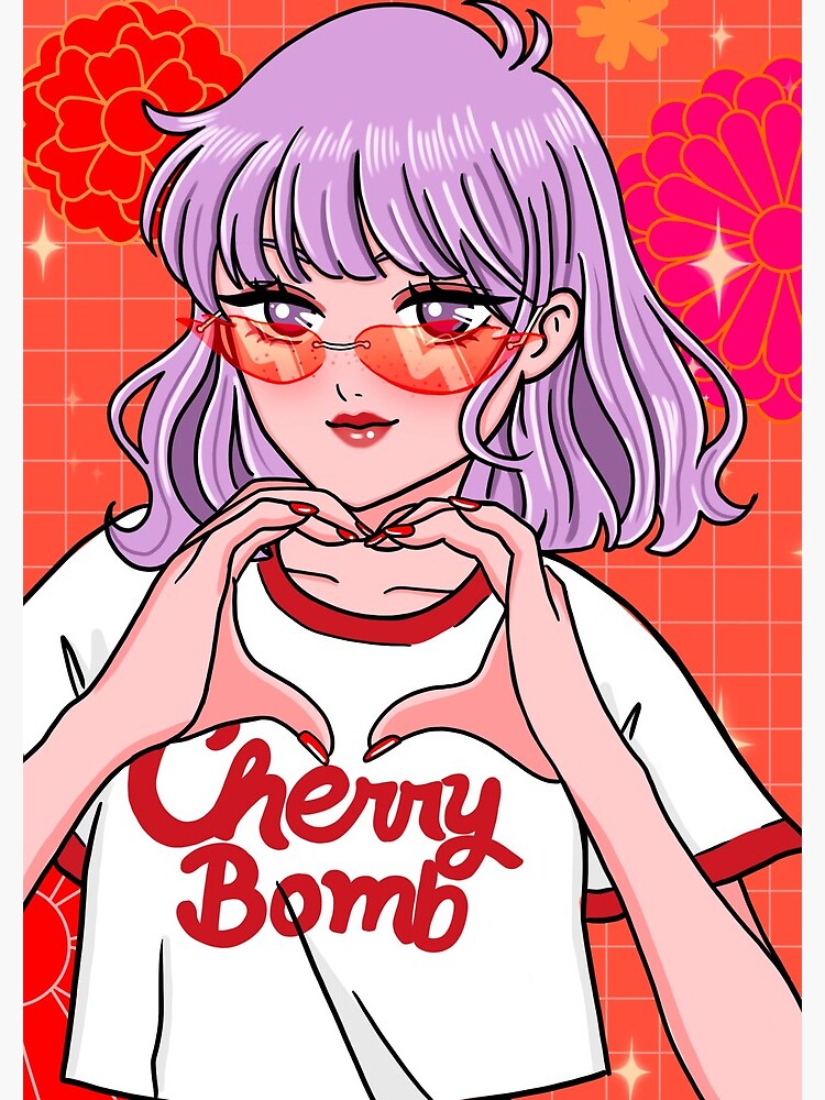 "Cherry Bomb Aesthetic Red Anime Girl Edit" Spiral Notebook by