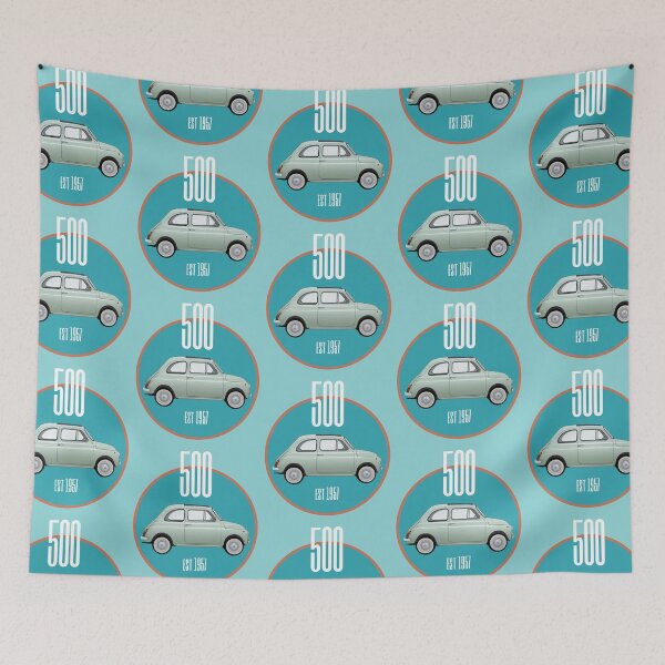 Item preview, Fiat 500 vintage car teal blue design designed and sold by MiloHarris.