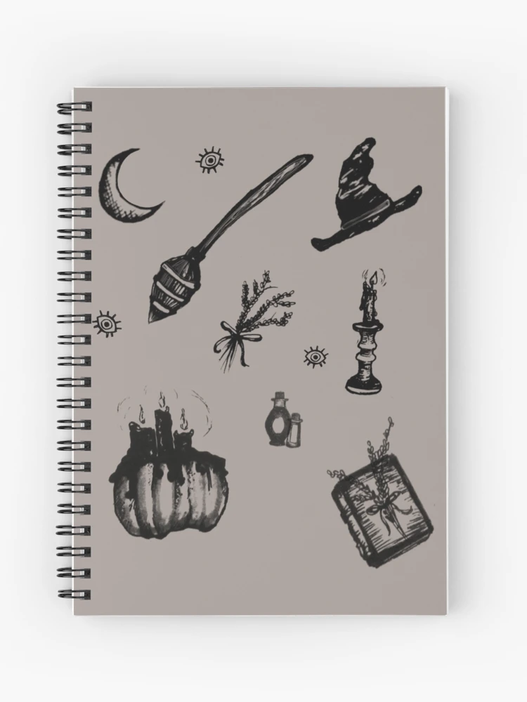 Black Cat Gothic Antique Halloween Spiral Notebook | Creepy Cryptid Notebook