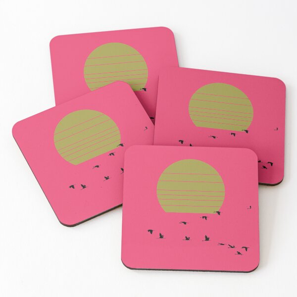 Item preview, Minimalist Wall Pink - Cranes Flying In Formation Silhouette designed and sold by birdo-art.