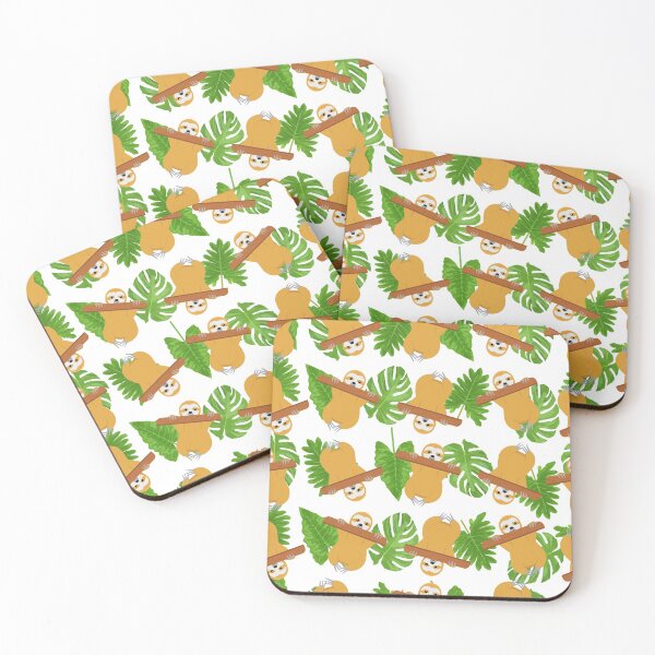 Item preview, Cute sloth illustration pattern with tropical leaves designed and sold by GulArt.