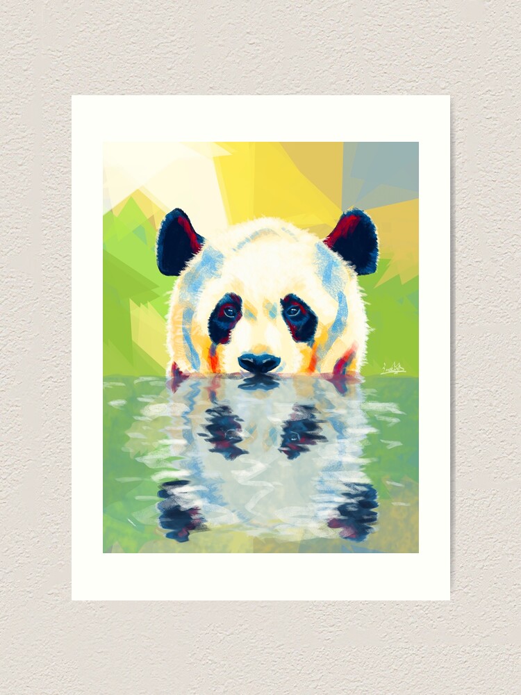 Panda Taking A Bath Panda Illustration Colorful Animal Art Art Print By Floartstudio Redbubble