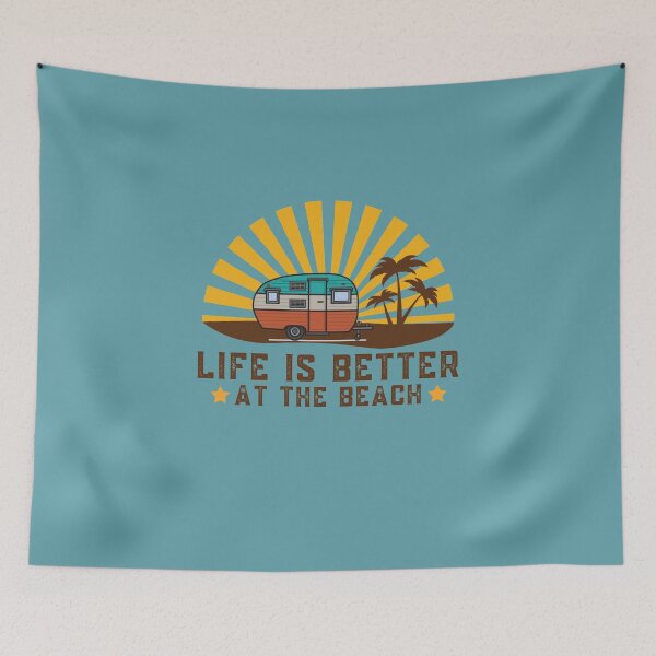 Item preview, summer time , vintage camper van  and beach , surf board, designed and sold by Growwithme.