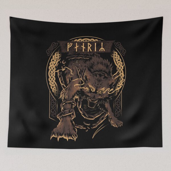Item preview, Fenrir Wolf Norse Futhark Runes Viking Mythology Ragnarok Knotwork  designed and sold by BluePagan.