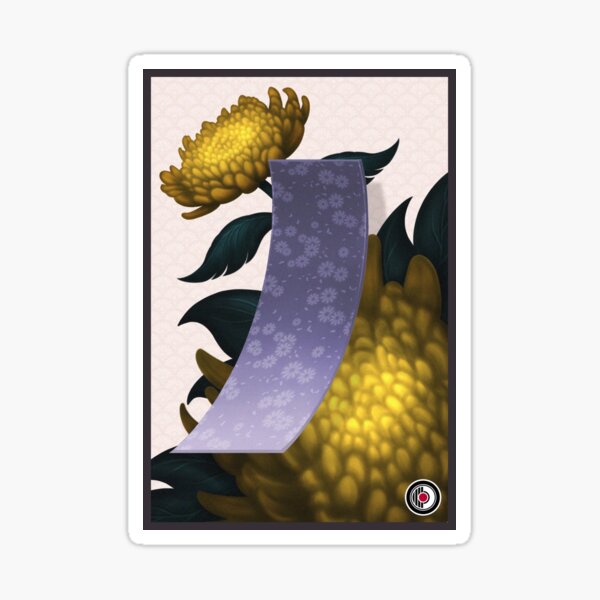 Item preview, Hanafuda Blue Tanzaku Chrysanthemum designed and sold by MrRamenBox.