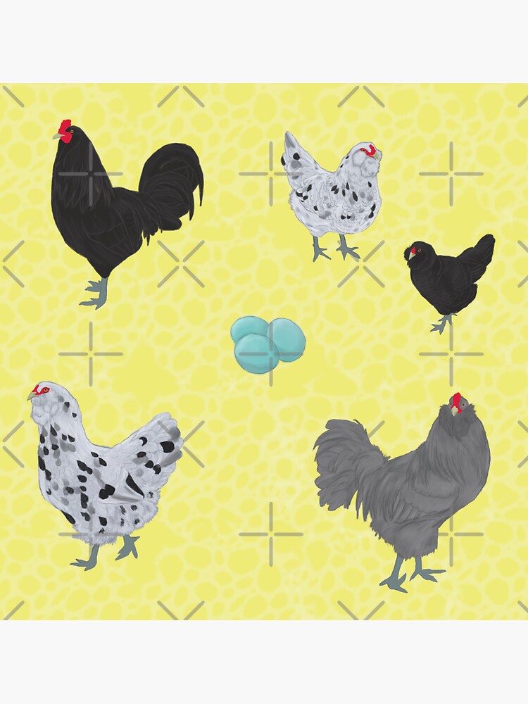 BBS Ameraucana Pattern Yellow Sticker for Sale by Ashley Gagnon