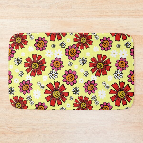 Item preview, Retro Flower Power Floral Pattern Yellow designed and sold by Julie Erin Designs.