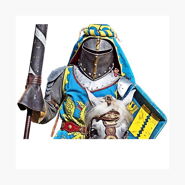 Protective Helmet on Medieval Knight Canvas Art Poster Print Home Wall Decor 