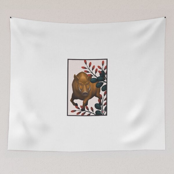 Item preview, Hanafuda Boar Bush Clover designed and sold by MrRamenBox.