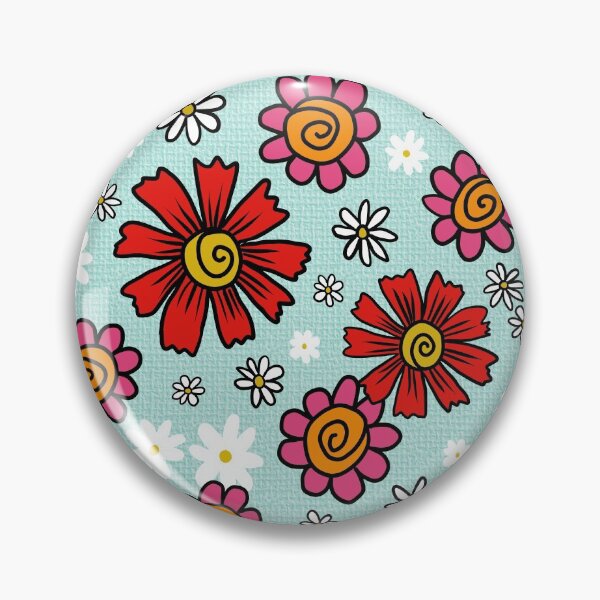 Item preview, Retro Flower Power Floral Pattern Blue designed and sold by Julie Erin Designs.