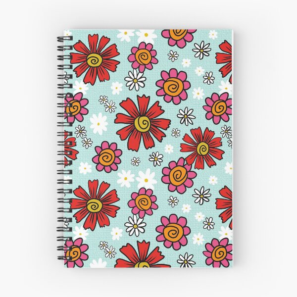 Item preview, Retro Flower Power Floral Pattern Blue designed and sold by Julie Erin Designs.