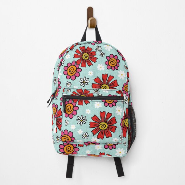 Item preview, Retro Flower Power Floral Pattern Blue designed and sold by Julie Erin Designs.