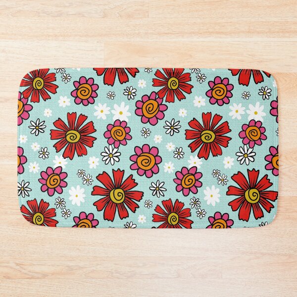 Item preview, Retro Flower Power Floral Pattern Blue designed and sold by Julie Erin Designs.