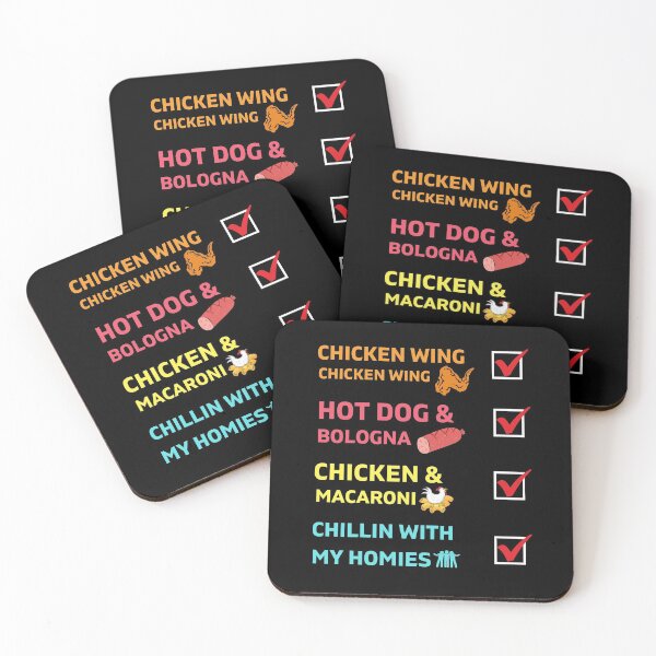 Item preview, Chicken Wing Chicken Wing Hot Dog and Baloney (Bologna) Chicken and Macaroni Chillin With My Homies Funny Viral Meme  designed and sold by Str8like dattshirts.
