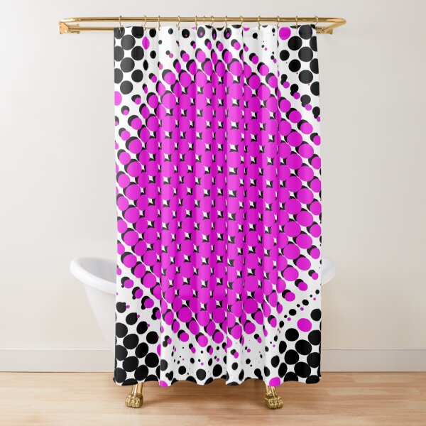 Pink and black circle bubbles with pattern floor Shower Curtain