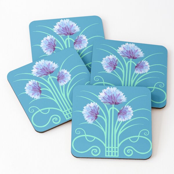 Item preview, Art nouveau chives blue on teal designed and sold by QuirkyCraftz.