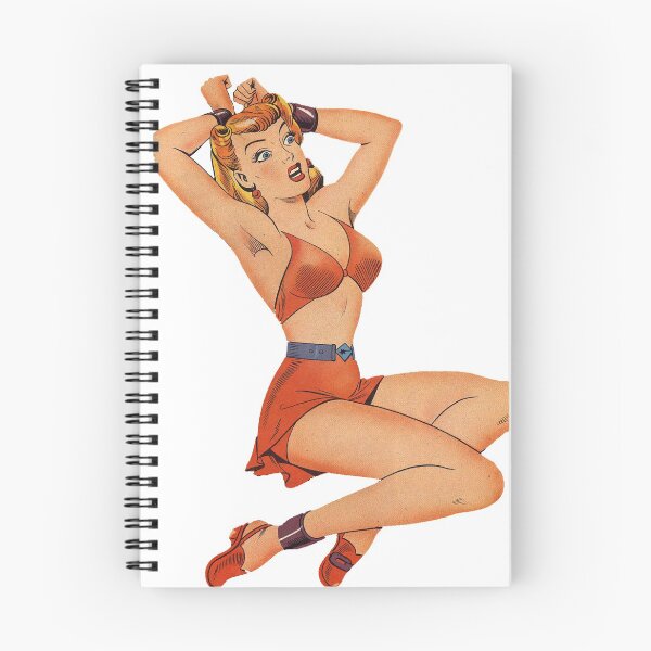 Item preview, Startled Girl, 1940s pin up, handcuffs, shackled, scared, halter top, Betty, damsel in distress designed and sold by Nostrathomas66.