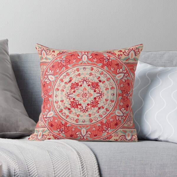 Boho Oriental Traditional Floral Moroccan Style Throw Pillow