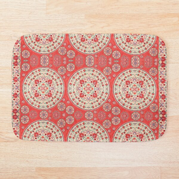 Boho Oriental Traditional Floral Moroccan Style Bath Mat